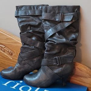 Women's gray, dress boots